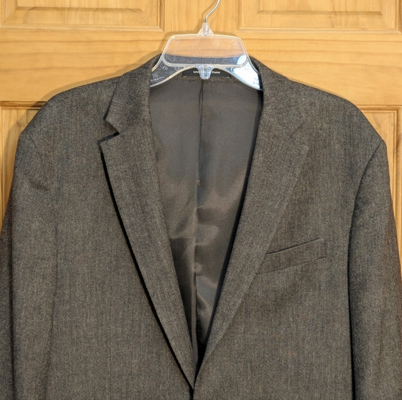 Kenneth Cole Awearness Slim Wool Blend Taupe Classic Business Blazer Jacket 40L - Picture 2 of 9